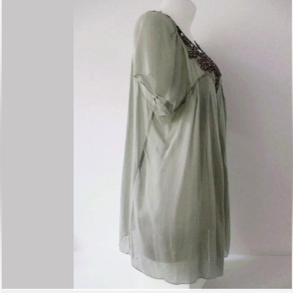 Beautiful light green/grey jewelled ANTIK BATIK dress tunic. Size medium. - Picture 4 of 4